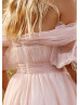 Off Shoulder Blush Tulle Pleated Wedding Dress Off Shoulder Blush Tulle Pleated Wedding Dress
